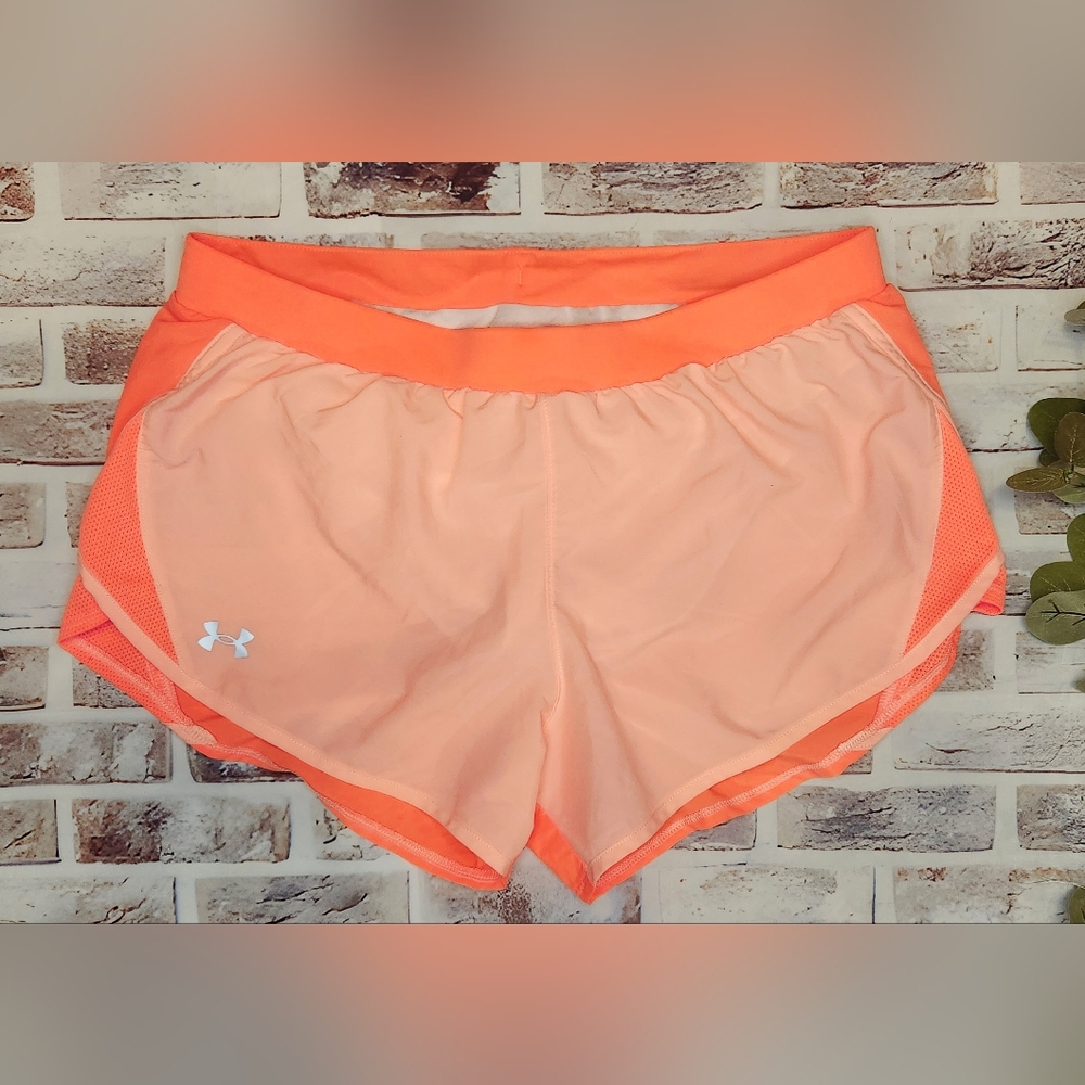 Under Armour Fly-By Tangerine Orange Running Shorts Size Large (B9)